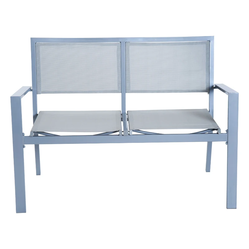 Outsunny 4pc Sling Mesh Sectional Sofa Set Outdoor Garden Patio Furniture Grey