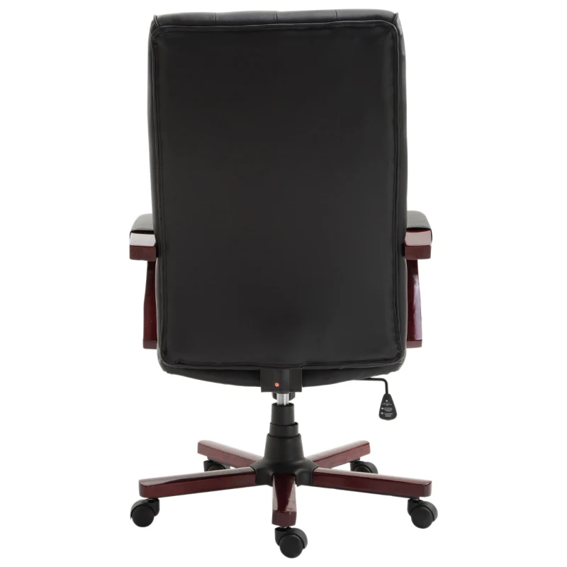 Vinsetto High Back Faux Leather Office Chair with Button Tufted Design, Executive Computer Desk Chair with Solid Wood Feet and Arms, Black