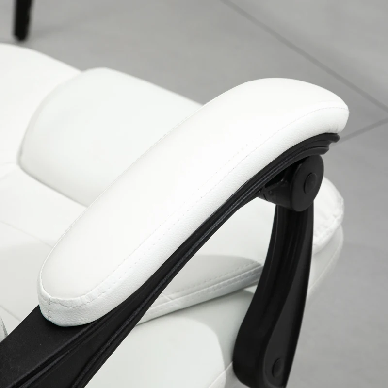 Vinsetto 7-Point Vibrating Massage Office Chair High Back Executive Recliner with Lumbar Support, Footrest, Reclining Back, Adjustable Height, White