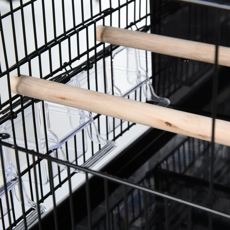 PawHut 23.5" x 11.75" x 13.9" Caged Bird Feeder Home with 4 Easy Access Doors, 6 Food Boxes, & 4 Relaxing Perch Poles
