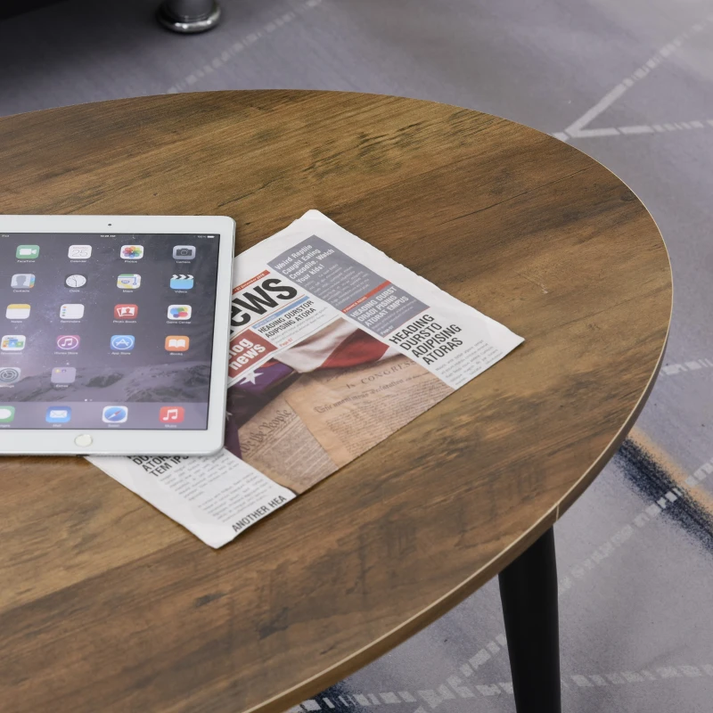HomCom Oval Modern Simple Coffee Table with Strong Metal Legs, Quality Build Material, & Multifunctional Design, Brown