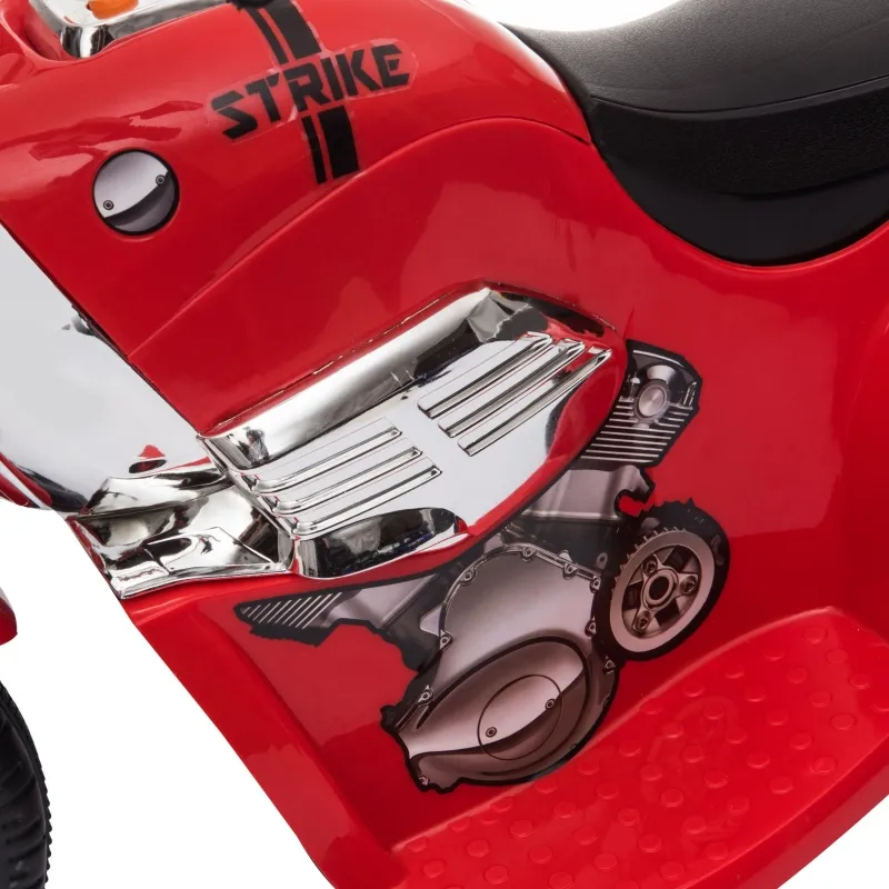 Aosom 6V Kids Motorcycle Dirt Bike Electric Battery-Powered Ride-On Toy Off-road Street Bike with Music & Horn Buttons, Stable 3-Wheel Design, & Rear Storage Space, Red