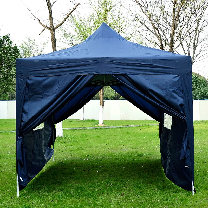 Outsunny 10’x15’ Outdoor Pop Up Party Tent Folding Wedding Gazebo Canopy with 4 Removable Sidewalls (Blue)