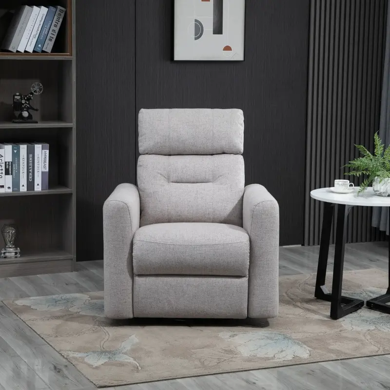 HOMCOM Manual Recliner Swivel Rocker Chair Theater Chair Single Sofa with Linen Fabric for Living Room Bedroom, Beige