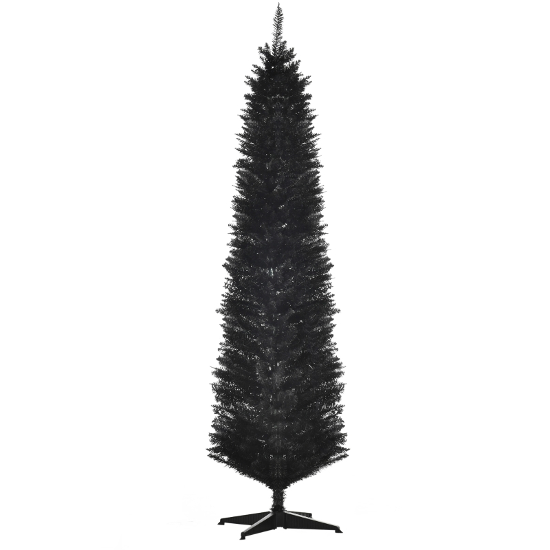 HOMCOM 7ft Artificial Christmas Tree, Halloween Style Indoor Decoration, Black