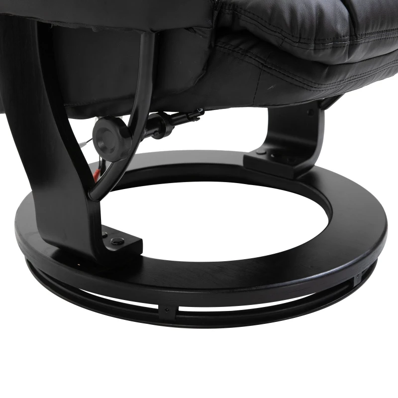 HOMCOM PU Leather Massage Sofa Recliner Chair with Ottoman Heated 10 Point Vibration Swiveling Armchair, Black