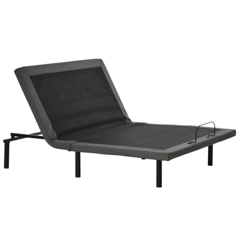 HOMCOM Queen Adjustable Bed Frame, Ergonomic Zero Gravity Power Bed Base with Head and Foot Incline, Memory, and Wireless Remote, Grey