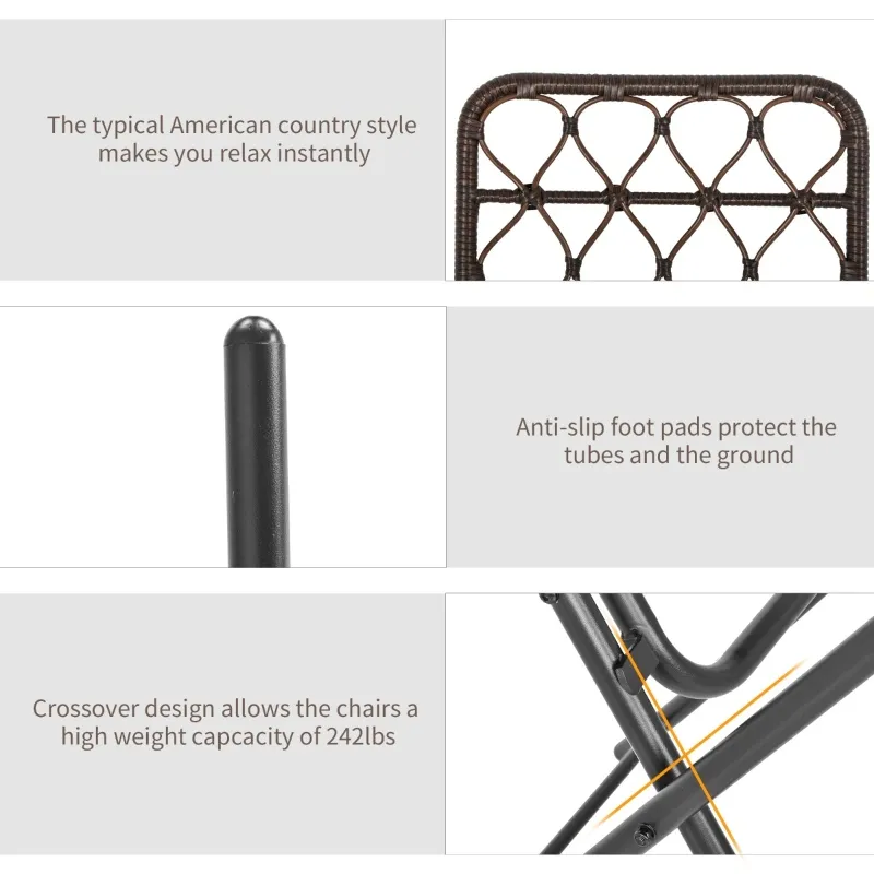 Outsunny 3PC Rattan Wicker Bistro Set w/ Folding Design, Hand Woven Rattan Table and Chairs for Outdoor, Brown