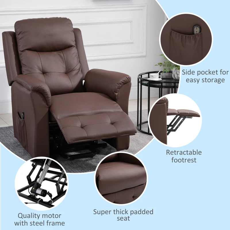 HOMCOM Power Lift Recliner Chair for Elderly 150° Reclining Remote Control Footrest PU