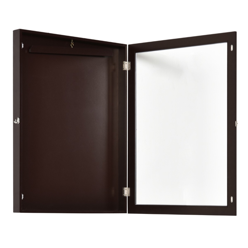 HOMCOM 24" x 32" Jersey Display Case, Memorabilia Acrylic Shadow Box with and Hanger, Cherry Brown