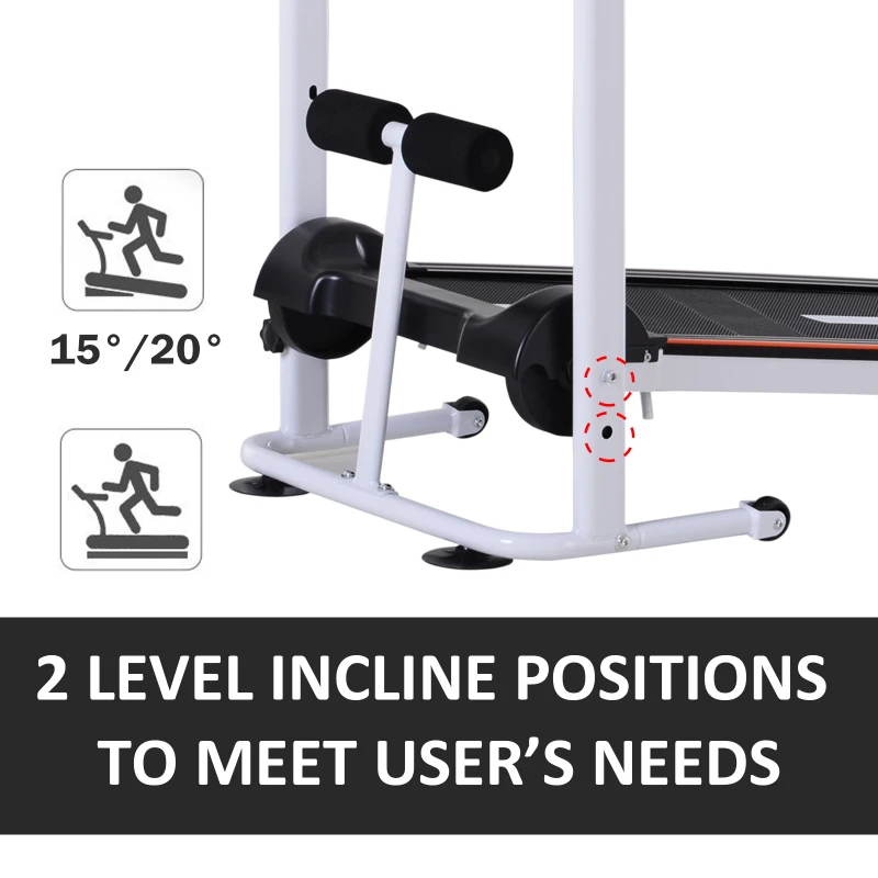 Soozier Manual Walking Treadmill Sit Up Station Incline Cardio Machine Portable Folding