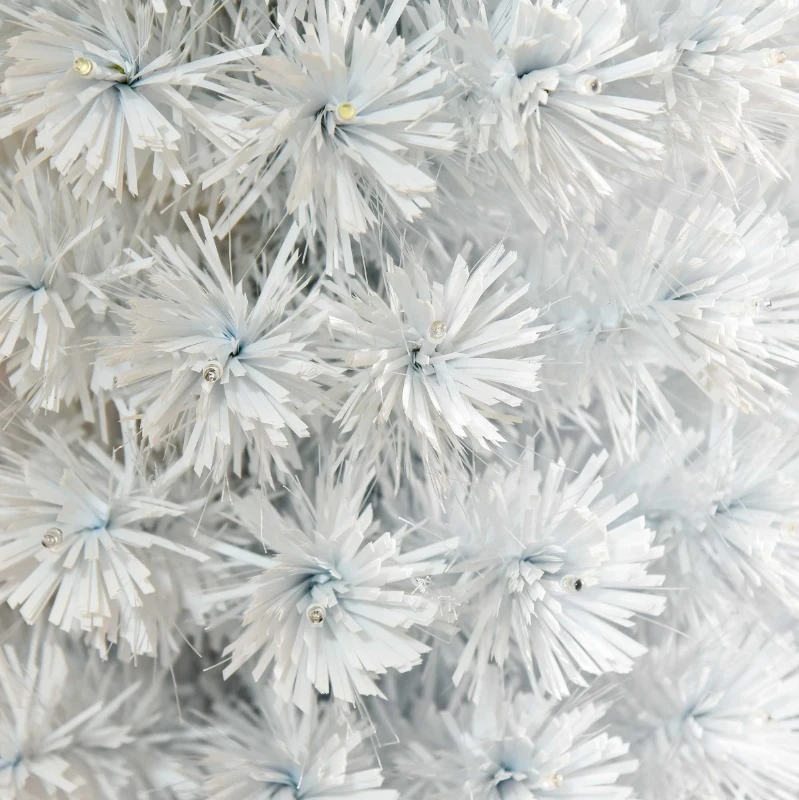 HOMCOM 5ft Prelit Artificial Christmas Tree with LED Lights, Multicolored Fiber Optics and Realistic Branch Tips, White