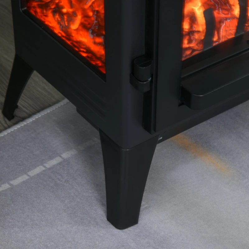 HOMCOM 23" Electric Fireplace Heater, Fire Place Stove with Realistic LED Flames and Logs and Overheating Protection, 750W/1500W, Black