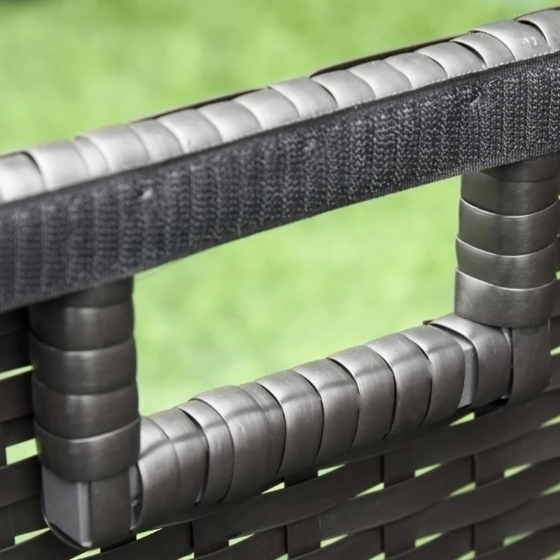 Outsunny 38 Gallon Outdoor Wicker Storage Bench Deck Box, PE Rattan Patio Furniture Pool Storage Bin Container with Interior Waterproof Cloth Bag and Comfortable Cushion, White