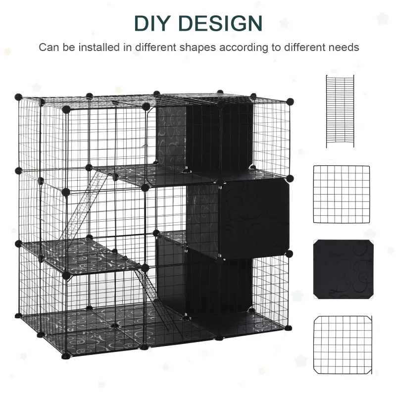 PawHut Spacious Chinchilla Cage - Multi-Level with Doors, Storage Shelf, 41.25" L x 27.5" W x 41.25" H, Ideal for Small Animals