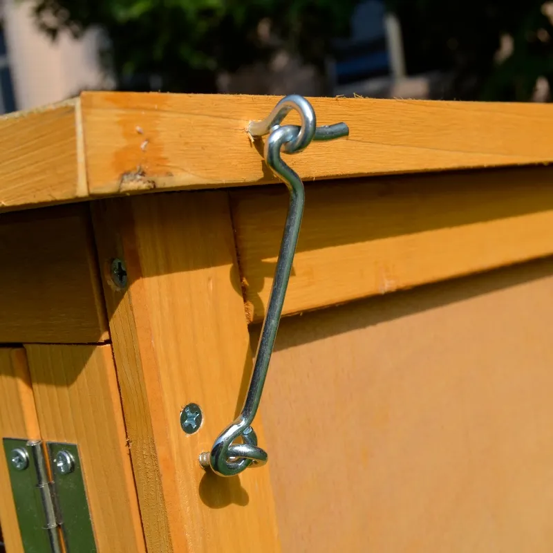 PawHut Wooden Rabbit Hutch Bunny Cage with Openable Waterproof Roof, No Leak Tray Sturdy Fir Wood Build for Indoor/Outdoor