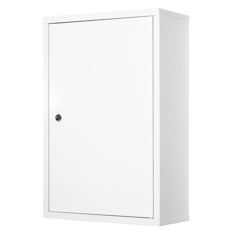 kleankin Steel Wall Mount Medicine Cabinet 3 Tier Emergency Box for Bathroom Kitchen, Lockable with 2 Keys - White