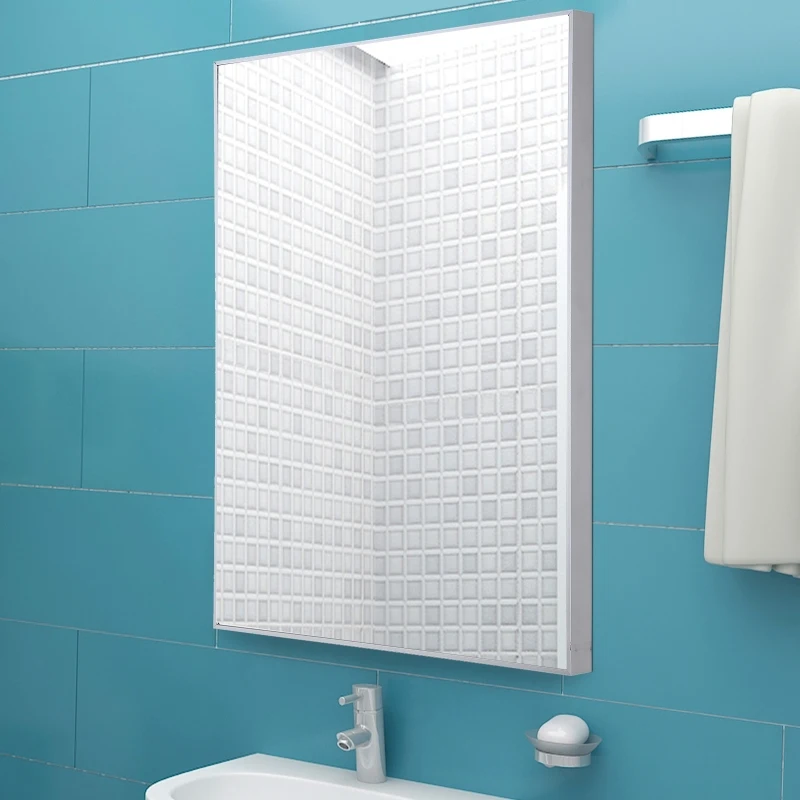 kleankin 24”Lx32”W Wall Mounted Bathroom Vanity Wall Mirror Rectangular Aluminum Alloy Frame Horizontal/Vertical Hanging