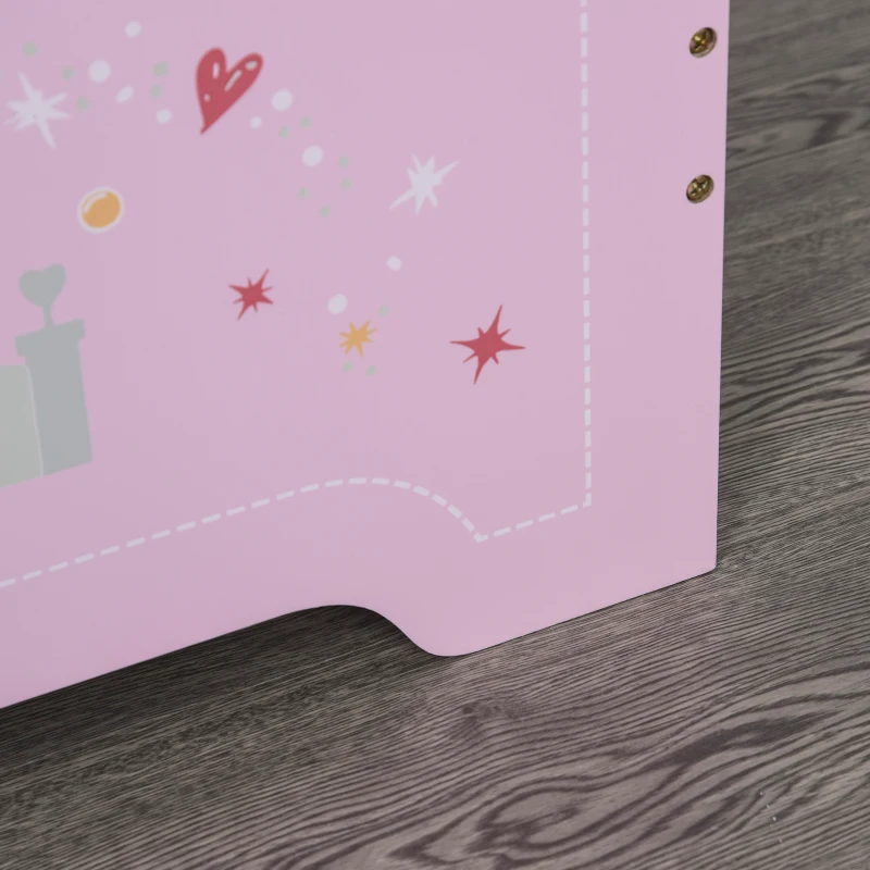 HOMCOM Kids Wooden Bed w/ Castle Pattern Safety Rails Perfect Gift for Toddlers Girls