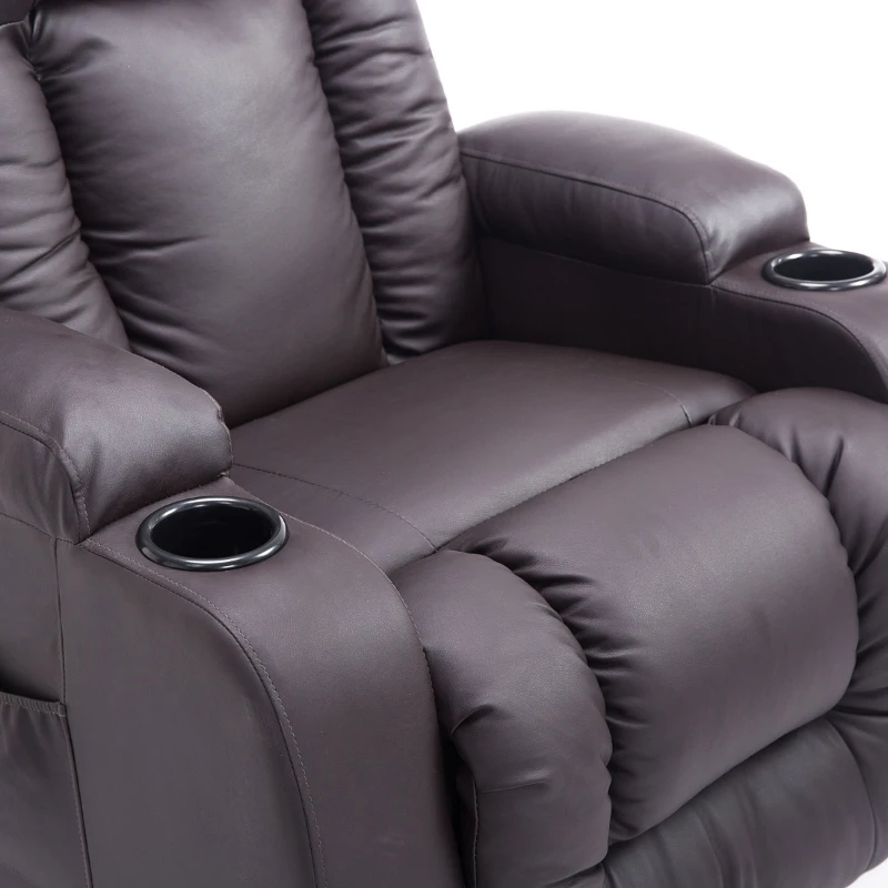 Open Box HOMCOM Luxury Faux Leather Heated Vibrating Massage Recliner Chair with Remote - Dark Brown