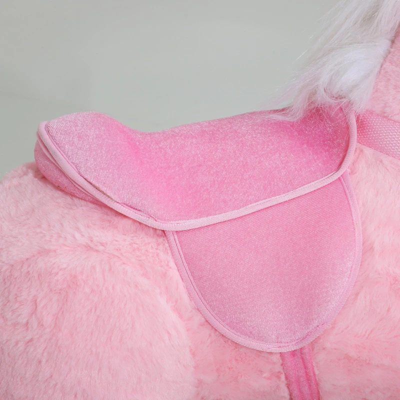 Qaba Unicorn Rocking Horse Toy with Sound for Kids  Wooden Plush Ride-On Rocker Battery Operated - Pink