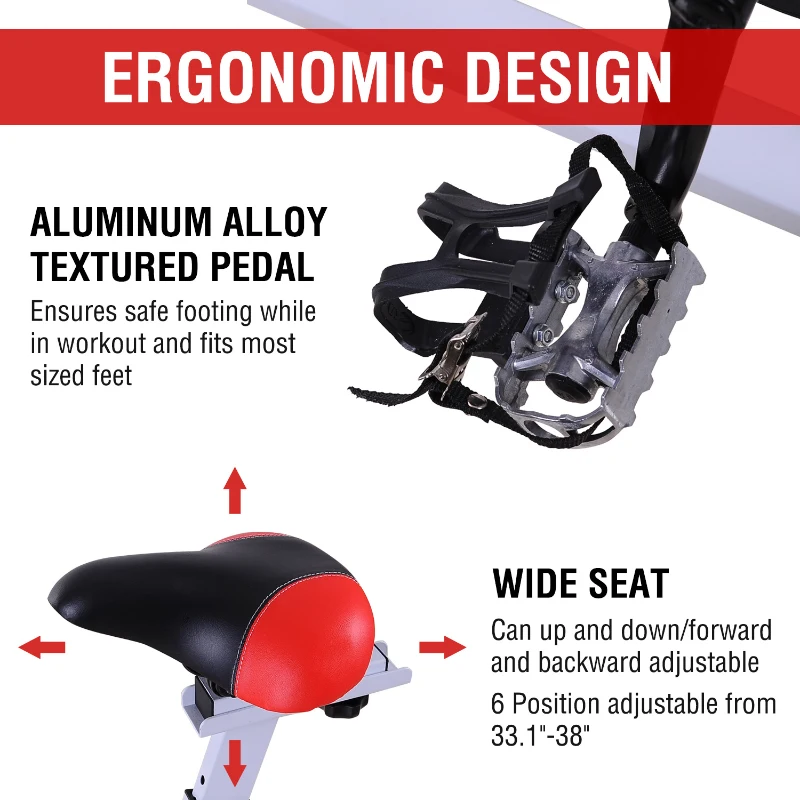 Soozier Adjustable Stationary Exercise Bike Indoor Bicycle Cycling Trainer Home Gym Fitness Workout Equipment with LCD Monitor White