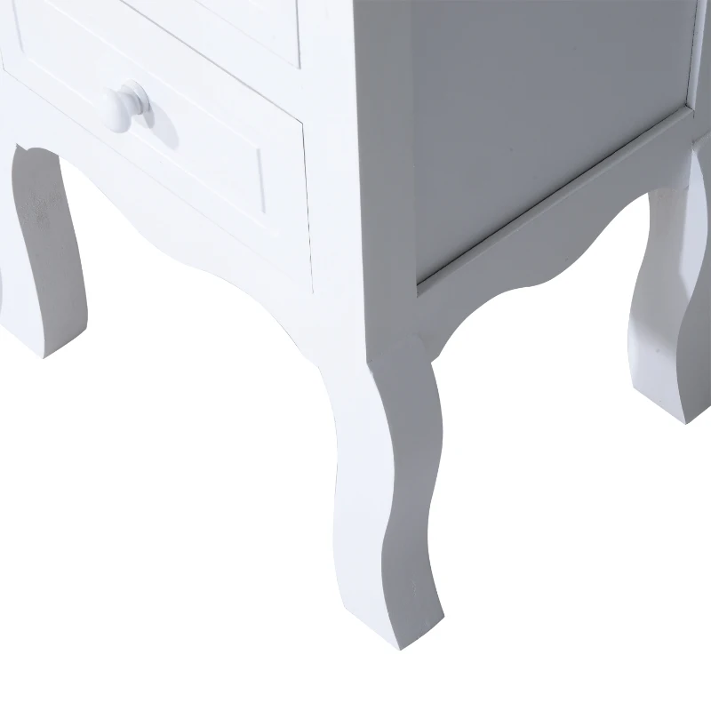 HOMCOM Wood Night Stand Bedside End Table with 2 Storage Drawers White