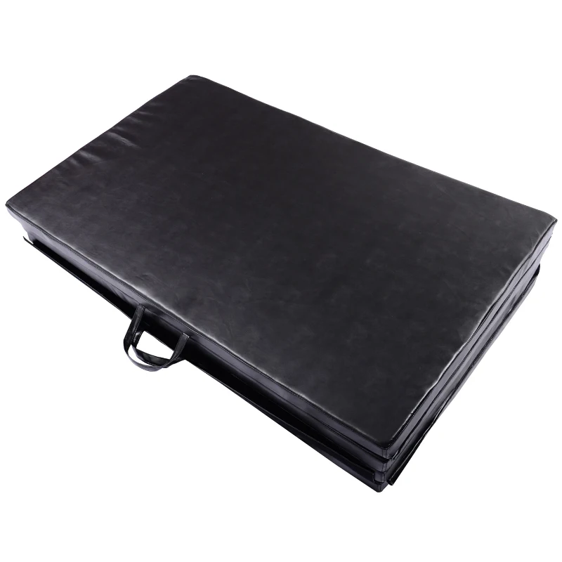 Soozier 4ftx10ftx2inch PU Leather Gymnastics Tumbling Gym Mat Arts Folding Yoga Exercise Pad 4 Panel (Black)