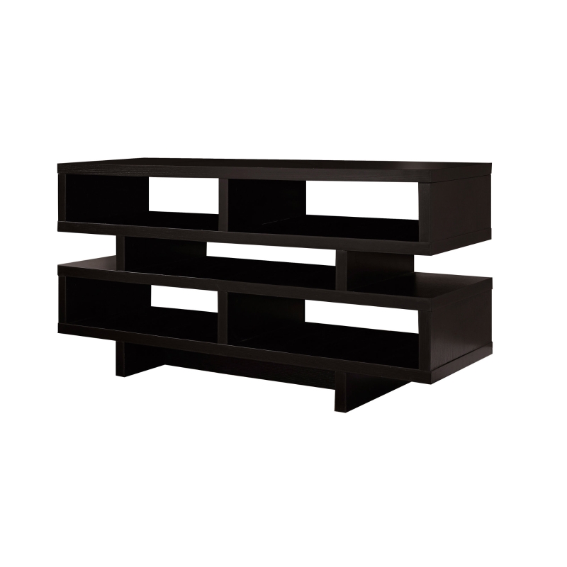 Monarch 48" Contemporary Wood Grain-Look Open Concept Shelf Storage TV Stand Console - Cappuccino Brown Finish