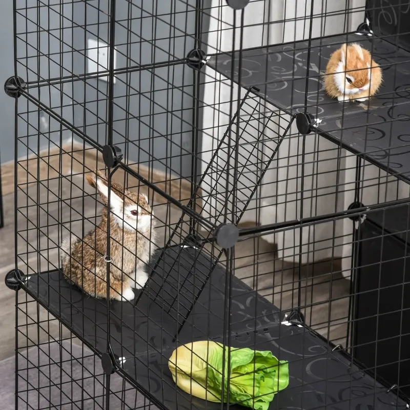PawHut Pet Playpen with Door Storage Shelf for Kittens Chinchillas and Pet Minks