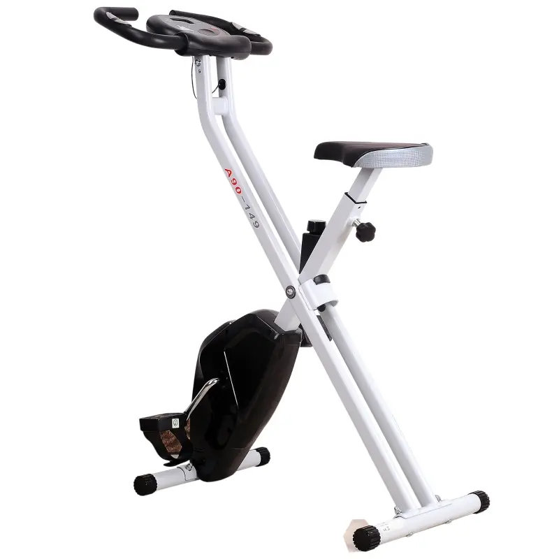 Soozier Folding Exercise Bike LCD Monitor Home Gym Exercise Adjustable Tension Padded Seat Heart Rate Monitor Pulse Sensor