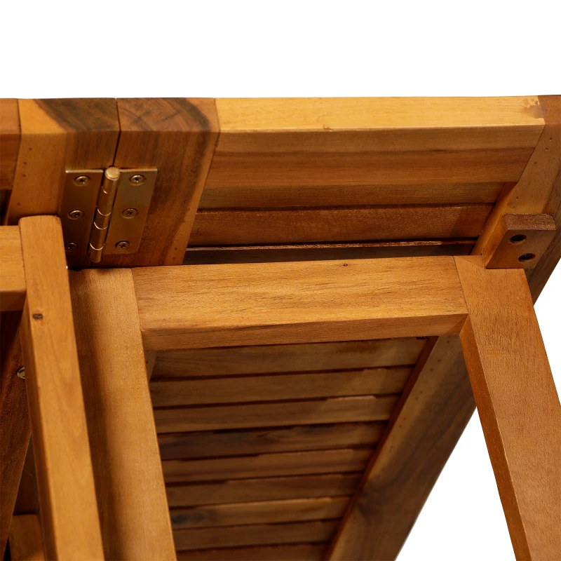 Outsunny 5pcs Acacia Wood Dining Set Expandable Table Compact Folding Chair