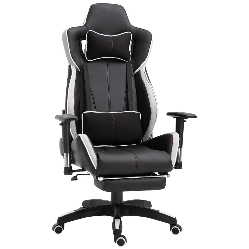 Vinsetto Executive Racing Chair Adjustable Padded Seat with Wheels Black/ White