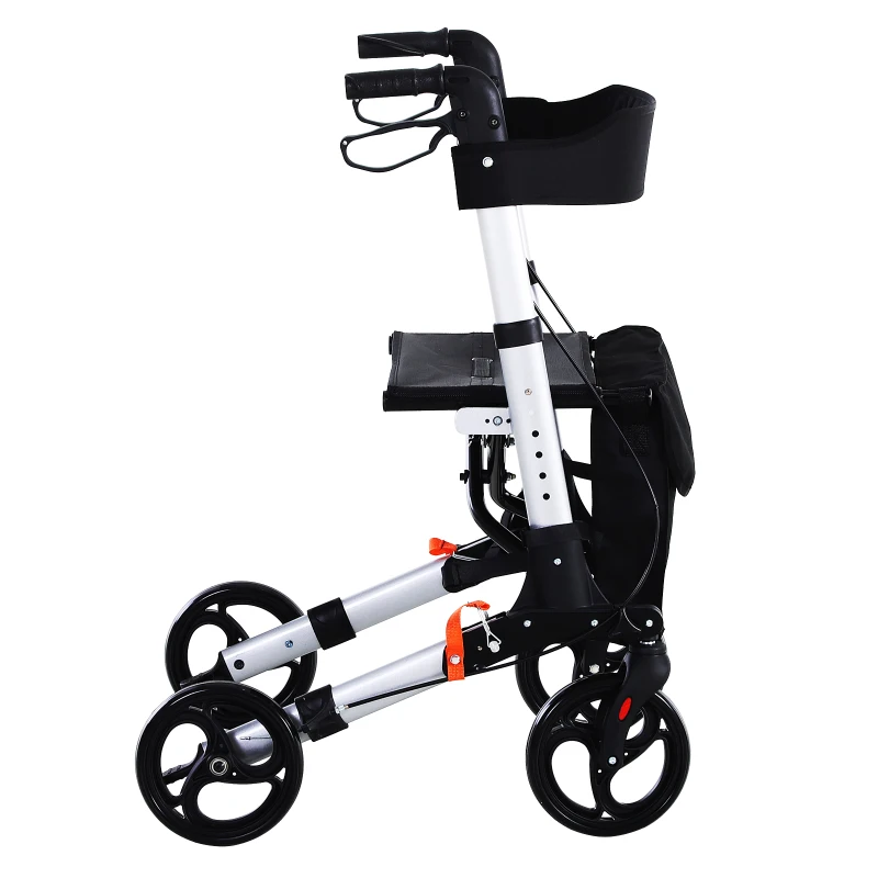 HOMCOM Rollator Walker 1-Step Open with Seat  Storage  Wheelchair