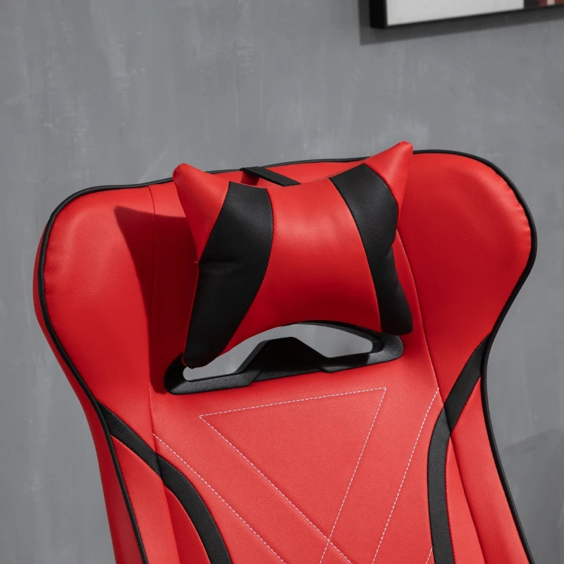 Vinsetto High Back Video Gaming Recliner with Ottoman, Racing Style PC Computer Office Chair, Swivel with Headrest & Lumbar Support, Adjustable Height, Red/Black
