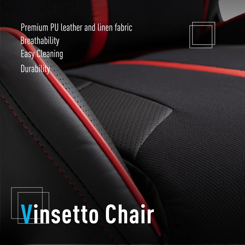 Vinsetto Executive Racing Chair Adjustable Padded Seat with Wheels Black/ Red