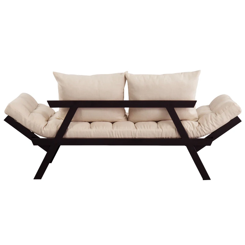 HOMCOM Convertible Adjustable 3-Position Sofa Bed Couch Chaise Lounge with Pillow