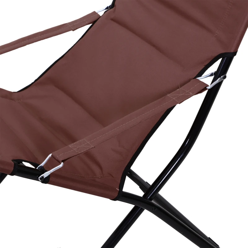 Outsunny Beach Chair Portable Ergonomic w/ Armrest Brown