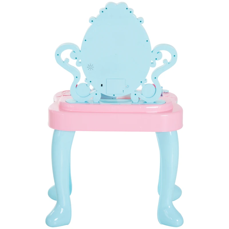 Qaba Kids Pretend Vanity Play Set Princess Girl Magic Dressing Table with Hair Dryer Makeup Table