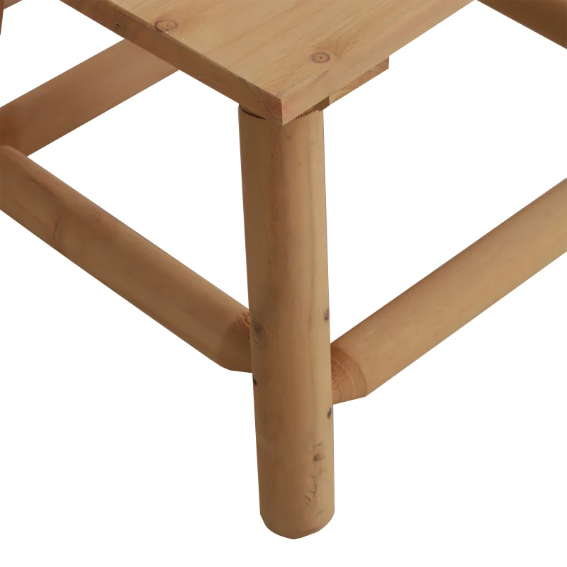 Outsunny Rectangle Rustic Log Coffee Table Natural Wood End Side Table Home Garden Furniture All Weather