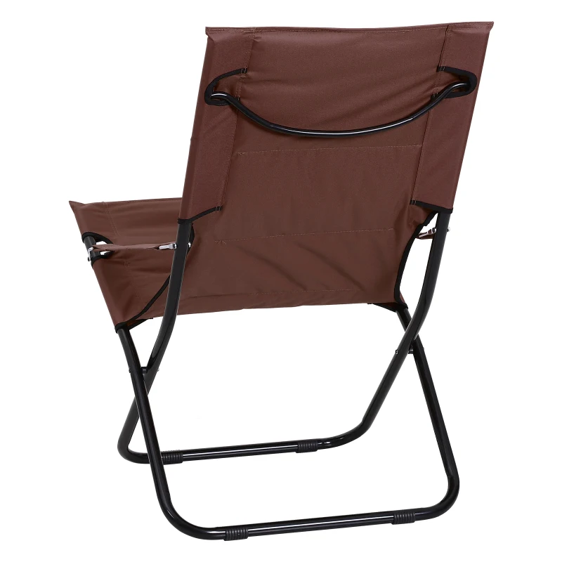 Outsunny Beach Chair Portable Ergonomic w/ Armrest Brown