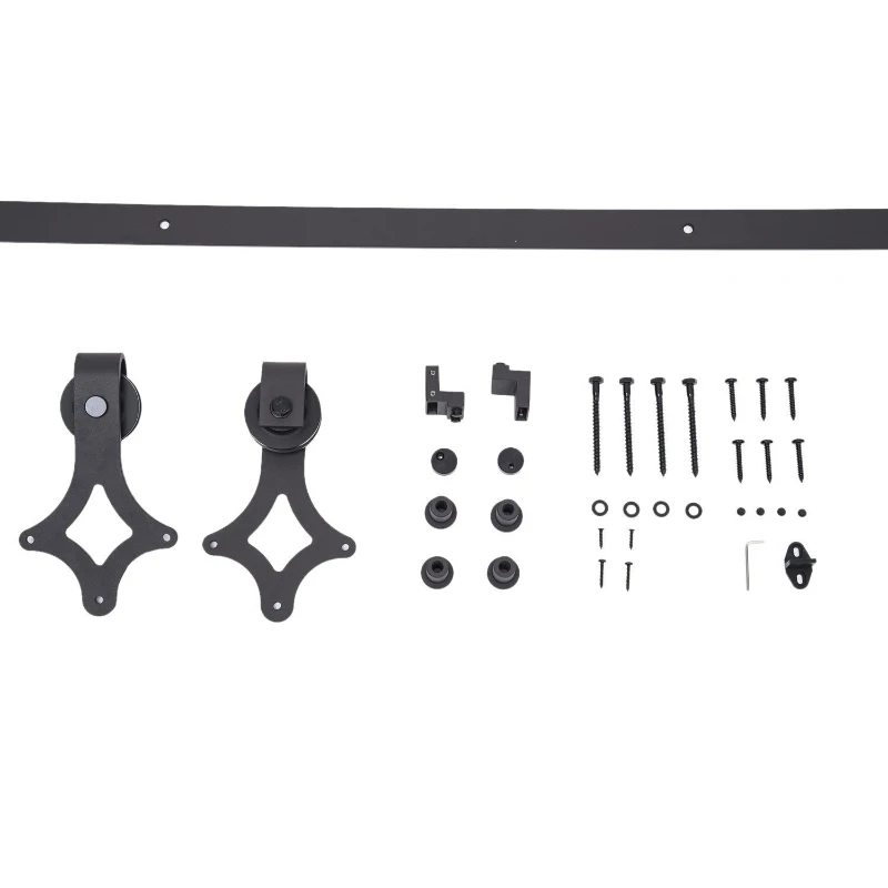 HomCom 6' Modern Interior Sliding Barn Door Hardware Kit - Black Carbon Steel Star