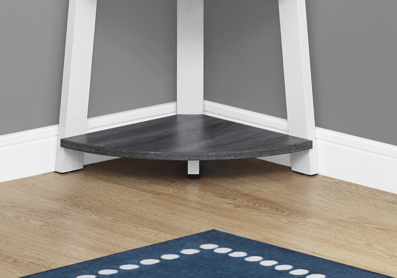 Monarch 72" Contemporary 6-Tier Storage Shelf Corner Accent Bookcase - Grey / White Finish