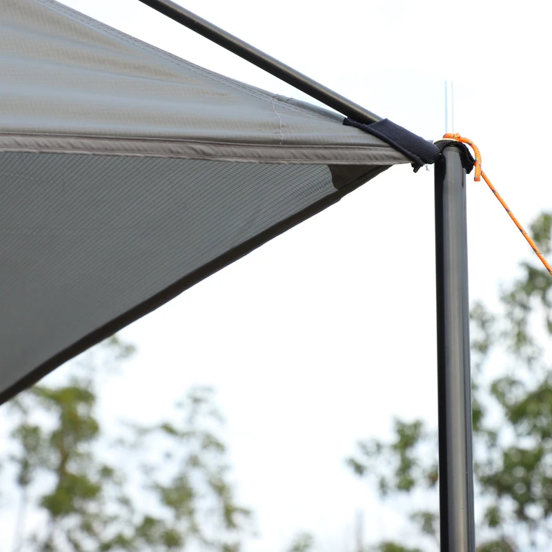 Outsunny Easy-Out Self Standing Rooftop Car Awning with PU Polyester Fabric for Sun-Shade & UV/Water Protection, Grey