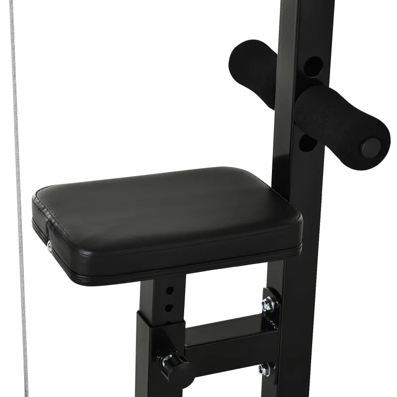 Soozier Power Rack Exercise Pulldown Weight Machine with 5 Adjustable Cable Positions for Strengthening Many Muscle Groups Home Gym, 41" x 47" x 71"