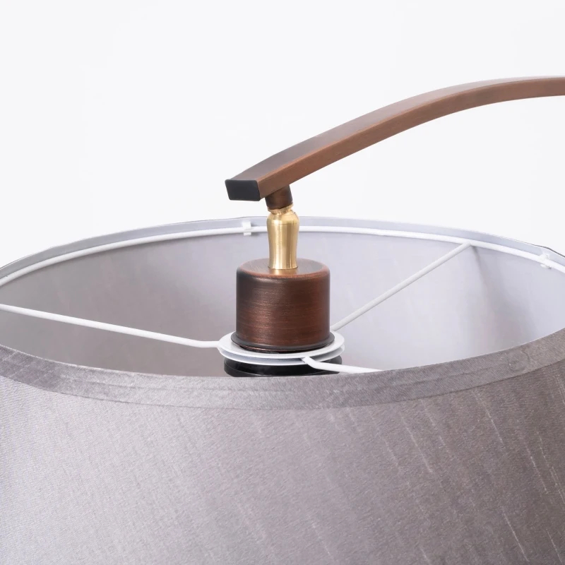 HOMCOM Arched Floor Lamp, Modern Standing Lamp with Foot Switch & Metal Base, Corner Reading Lamps Tall Pole Light for Office Bedroom Living Room, Grey