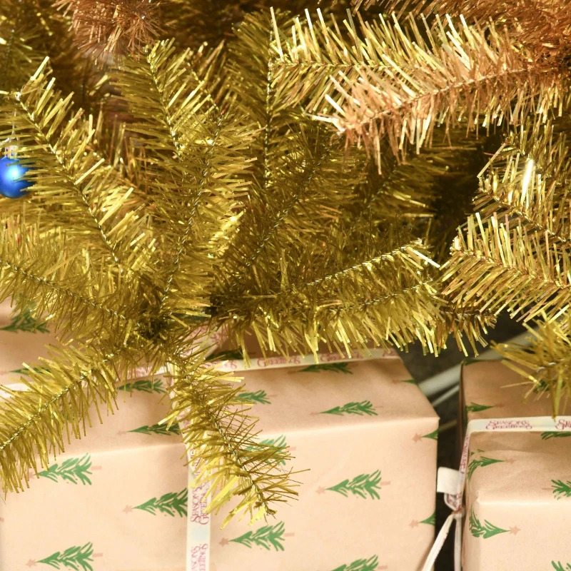 HOMCOM 7.5' Tall Unlit Full Fir Artificial Christmas Tree with Realistic Branches, and 1477 Tips, Gold