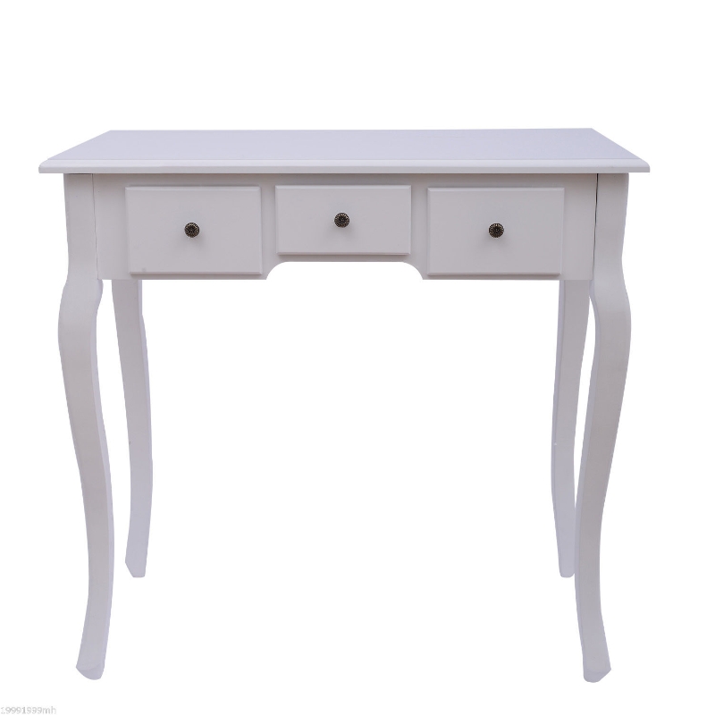 HomCom Dressing Table Stool Makeup Mirror Wood Dresser Antique Style Shabby Chic with Vanity Mirror & Stool - White