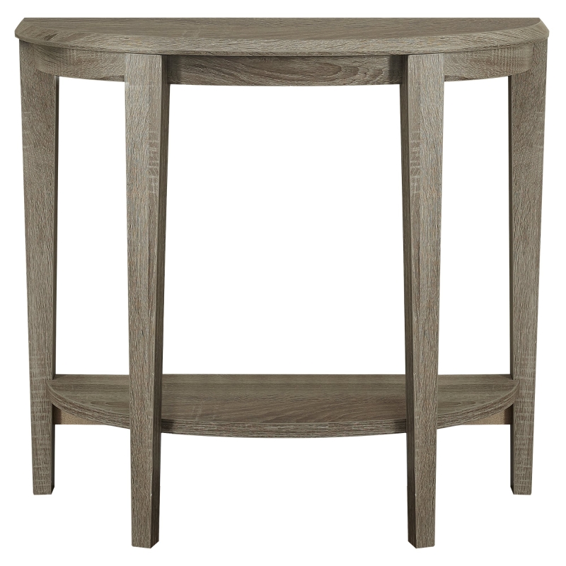 Monarch 36" Transitional Style Half-Moon Shaped 2-Tier Accent Console Table - Dark Taupe Reclaimed Wood-Look Finish