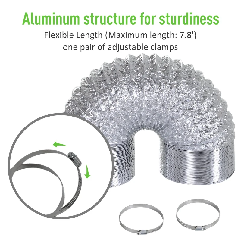 DURHAND 4 Inch Inline Fan Carbon Filter Duct Combo 2 Clamps Hydroponics Grow Room Tent Ventilation Kit